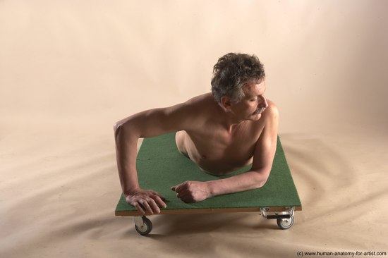 Nude Man White Laying poses - ALL Slim Short Grey Laying poses - on stomach Realistic