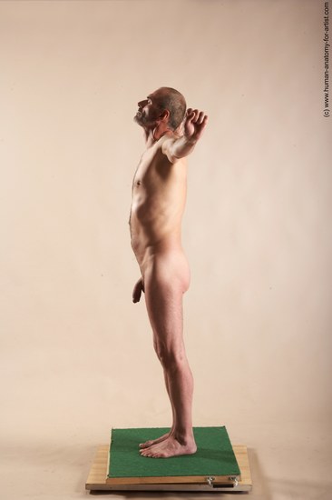 Nude Man White Standing poses - ALL Slim Bald Standing poses - simple Realistic