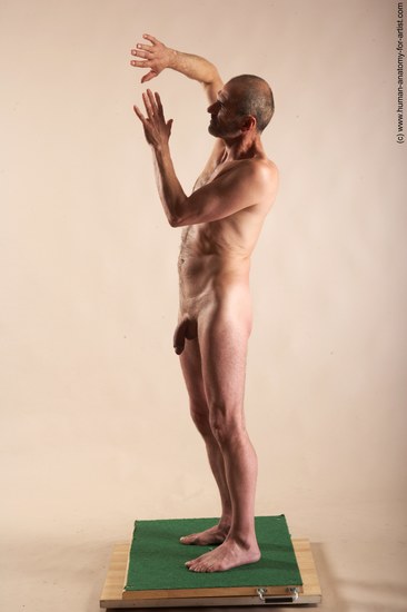 Nude Man White Standing poses - ALL Slim Bald Standing poses - simple Realistic