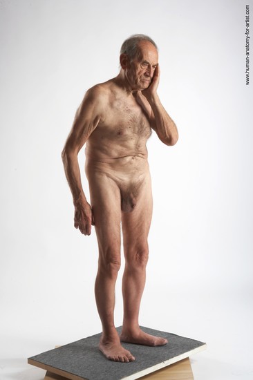 and more Nude Man White Standing poses - ALL Slim Bald Grey Standing poses - simple Realistic