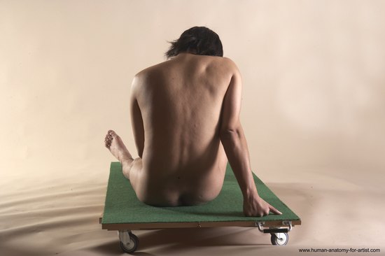 Nude Man White Sitting poses - simple Slim Medium Brown Sitting poses - ALL Realistic