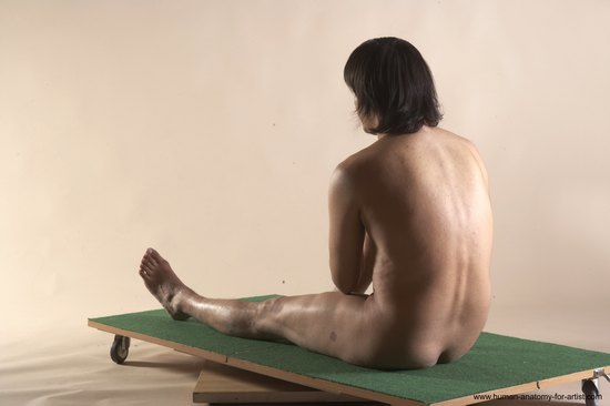 Nude Man White Sitting poses - simple Slim Medium Brown Sitting poses - ALL Realistic