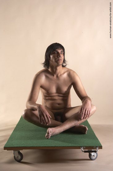 Nude Man White Sitting poses - simple Slim Medium Brown Sitting poses - ALL Realistic