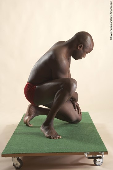 Underwear Man Black Kneeling poses - ALL Average Bald Kneeling poses - on one knee Academic