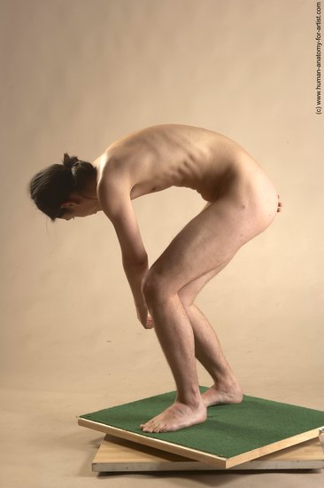 Nude Man Another Standing poses - ALL Slim Long Brown Standing poses - bend over Realistic