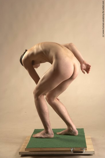 Nude Man Another Standing poses - ALL Slim Long Brown Standing poses - bend over Realistic