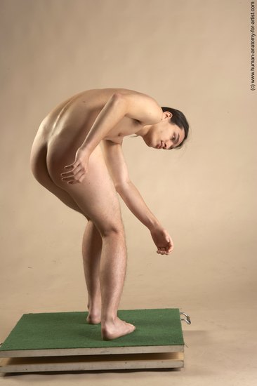 Nude Man Another Standing poses - ALL Slim Long Brown Standing poses - bend over Realistic