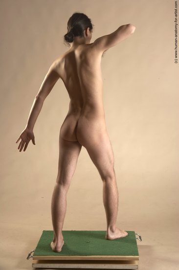 Nude Man Another Standing poses - ALL Slim Long Brown Standing poses - simple Realistic