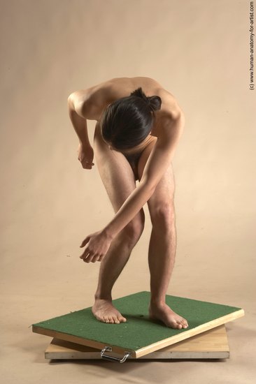 Nude Man Another Standing poses - ALL Slim Long Brown Standing poses - bend over Realistic