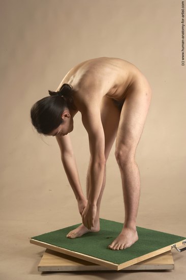 Nude Man Another Standing poses - ALL Slim Long Brown Standing poses - bend over Realistic