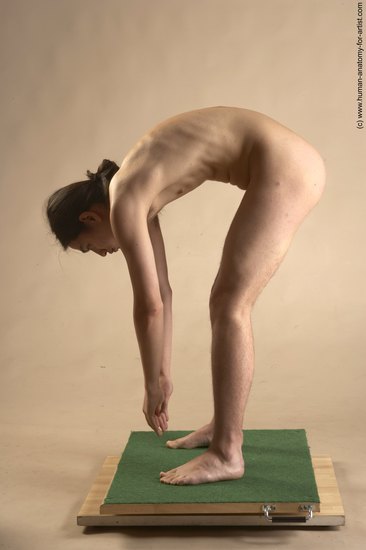 Nude Man Another Standing poses - ALL Slim Long Brown Standing poses - bend over Realistic