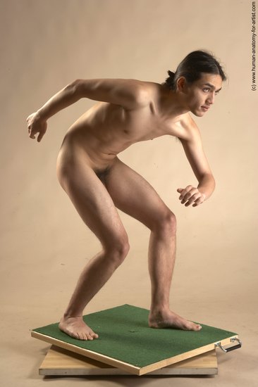 Nude Man Another Standing poses - ALL Slim Long Brown Standing poses - simple Realistic