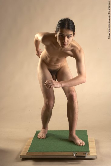 Nude Man Another Standing poses - ALL Slim Long Brown Standing poses - simple Realistic