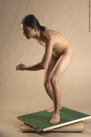 Nude Man Another Standing poses - ALL Slim Long Brown Standing poses - simple Realistic