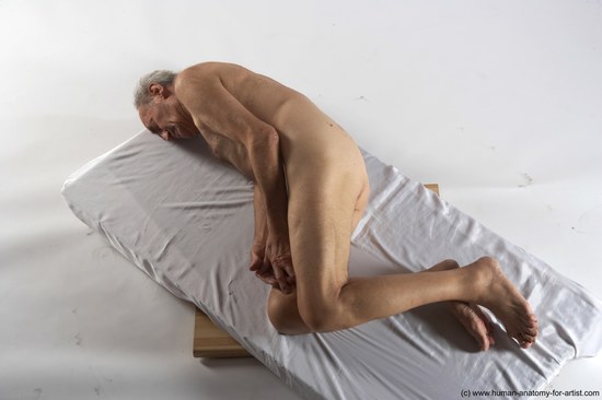 and more Nude Man White Laying poses - ALL Slim Bald Grey Laying poses - on side Realistic