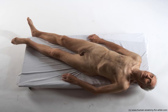 and more Nude Man White Laying poses - ALL Slim Bald Grey Realistic