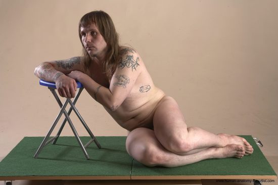 Nude Man White Sitting poses - simple Average Long Brown Sitting poses - ALL Realistic