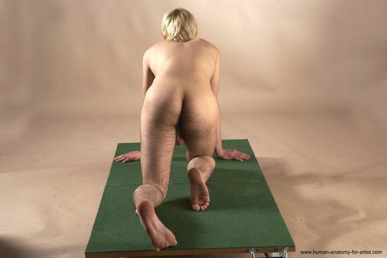 Nude Man White Kneeling poses - ALL Slim Short Blond Kneeling poses - on both knees Realistic