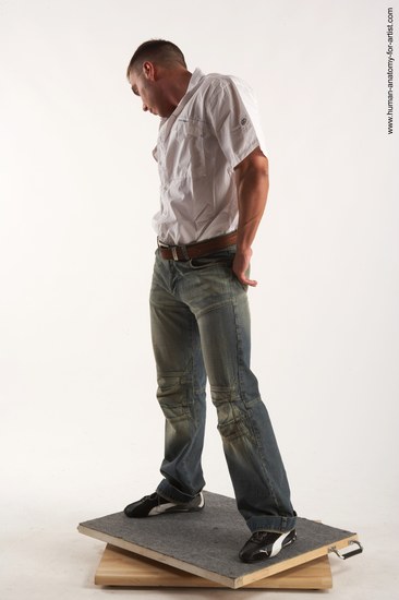 Casual Man White Standing poses - ALL Muscular Short Brown Standing poses - simple Academic