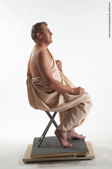 Drape Man White Sitting poses - simple Athletic Short Grey Sitting poses - ALL Academic