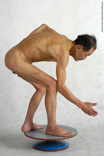 and more Nude Man Asian Standing poses - ALL Slim Short Standing poses - bend over Black Realistic