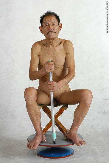 and more Nude Man Asian Kneeling poses - ALL Slim Short Kneeling poses - on both knees Black Realistic