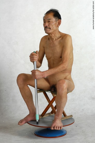 and more Nude Man Asian Kneeling poses - ALL Slim Short Kneeling poses - on both knees Black Realistic