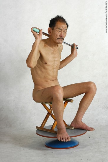 and more Nude Man Asian Sitting poses - simple Slim Short Black Sitting poses - ALL Realistic