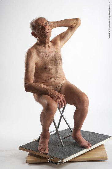 and more Nude Man White Sitting poses - simple Slim Short Brown Sitting poses - ALL Realistic