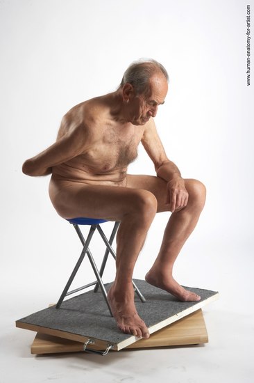 and more Nude Man White Sitting poses - simple Slim Short Brown Sitting poses - ALL Realistic