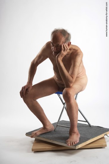 and more Nude Man White Sitting poses - simple Slim Short Brown Sitting poses - ALL Realistic