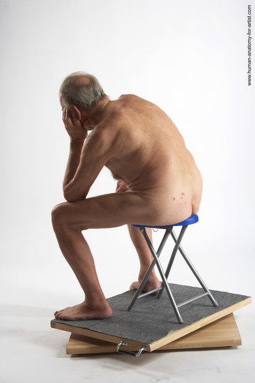 and more Nude Man White Sitting poses - simple Slim Short Brown Sitting poses - ALL Realistic