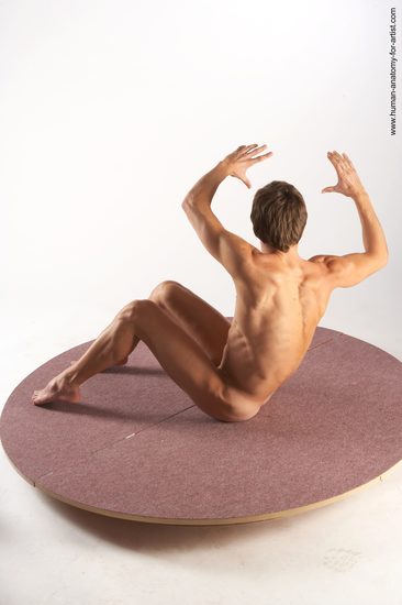 Nude Man White Sitting poses - simple Athletic Short Brown Sitting poses - ALL Realistic