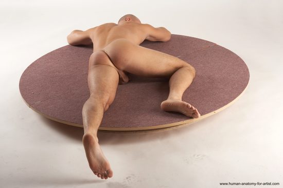 Nude Man White Laying poses - ALL Slim Bald Laying poses - on stomach Realistic