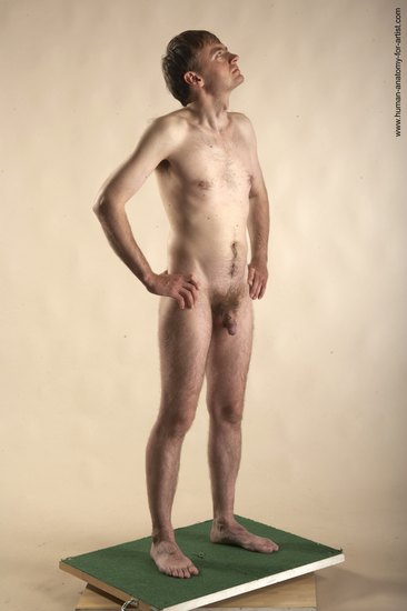 Nude Man White Standing poses - ALL Slim Short Brown Standing poses - simple Realistic