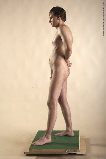 Nude Man White Standing poses - ALL Slim Short Brown Standing poses - simple Realistic