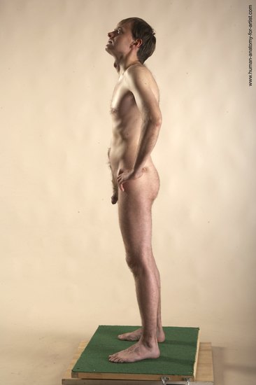 Nude Man White Standing poses - ALL Slim Short Brown Standing poses - simple Realistic