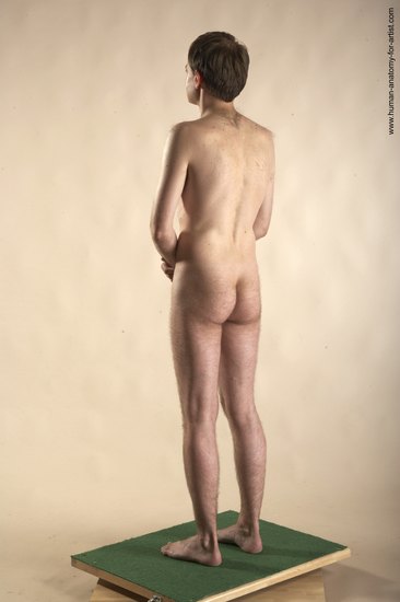 Nude Man White Standing poses - ALL Slim Short Brown Standing poses - simple Realistic