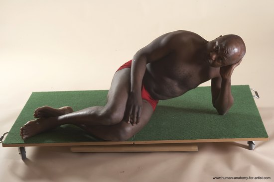 Underwear Man Black Laying poses - ALL Average Bald Laying poses - on back Academic