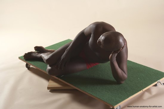 Underwear Man Black Laying poses - ALL Average Bald Laying poses - on back Academic