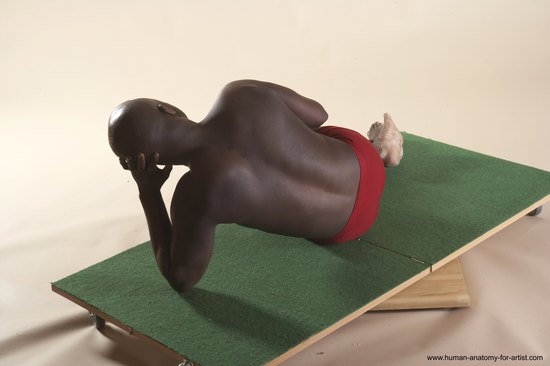 Underwear Man Black Laying poses - ALL Average Bald Laying poses - on back Academic