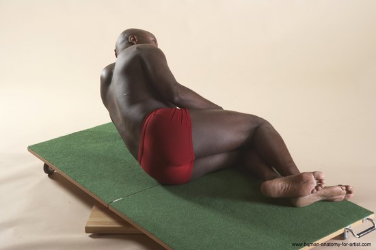 Underwear Man Black Laying poses - ALL Average Bald Laying poses - on back Academic