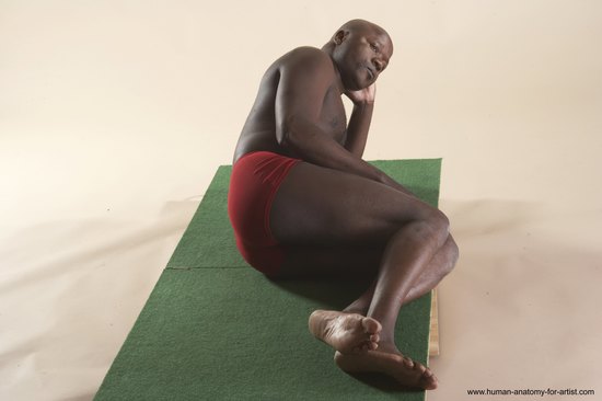 Underwear Man Black Laying poses - ALL Average Bald Laying poses - on back Academic