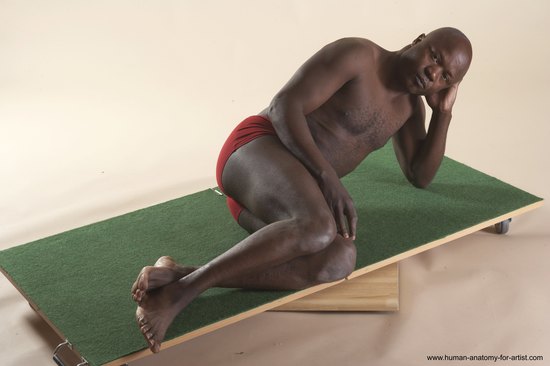 Underwear Man Black Laying poses - ALL Average Bald Laying poses - on back Academic