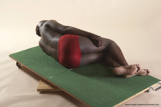 Underwear Man Black Laying poses - ALL Average Bald Laying poses - on back Academic