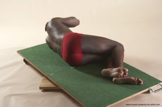 Underwear Man Black Laying poses - ALL Average Bald Laying poses - on back Academic