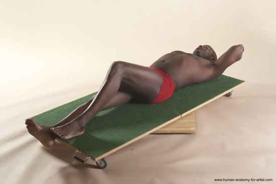 Underwear Man Black Laying poses - ALL Average Bald Laying poses - on back Academic