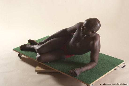 Underwear Man Black Laying poses - ALL Average Bald Laying poses - on back Academic