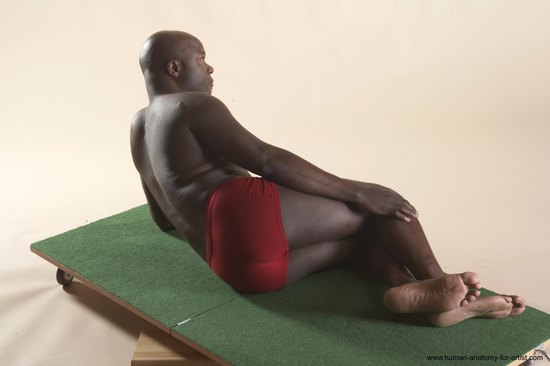 Underwear Man Black Laying poses - ALL Average Bald Laying poses - on back Academic