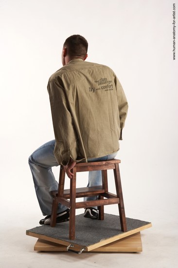 Casual Man White Sitting poses - simple Muscular Short Brown Sitting poses - ALL Academic